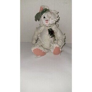 1999 From Grandma’s Heart Cotton Bunny Rabbit Figurine Doll White Plaid